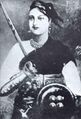 Lakshmibai, Rani of Jhansi, one of the principal rebel leaders who lost her kingdom through the Doctrine of Lapse.